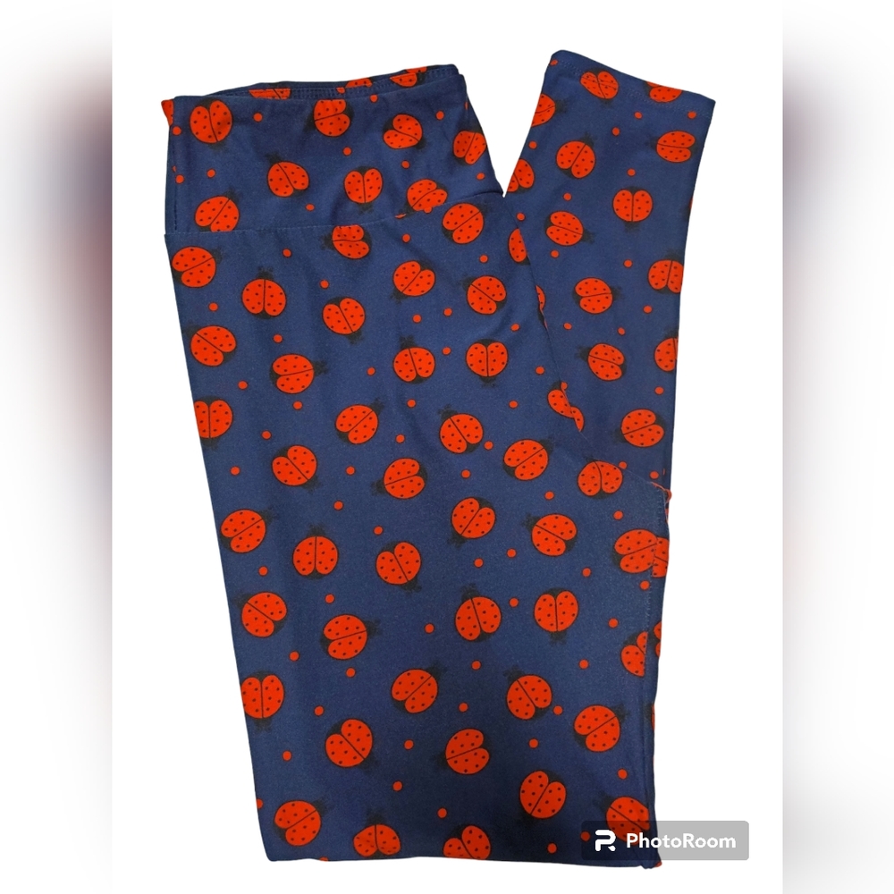 LulaRoe leggings, blue w/ ladybugs TC (tall & curvy)